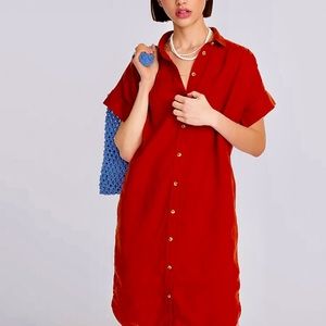 NWT J.Crew Size SMALL Linen Radio Red